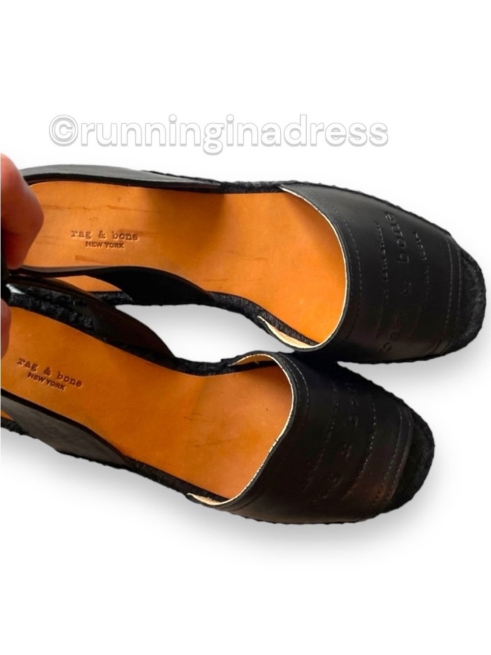 rag & bone Estelle Black Leather Espadrille Sandals Ankle Tie Wrap Flat 7.5 37.5 - Picture 13 of 15